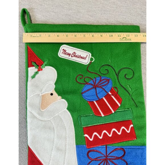 Jumbo Hobby Lobby Santa Merry Christmas Stocking 29" Let It Snow Green Felt - Picture 8 of 8